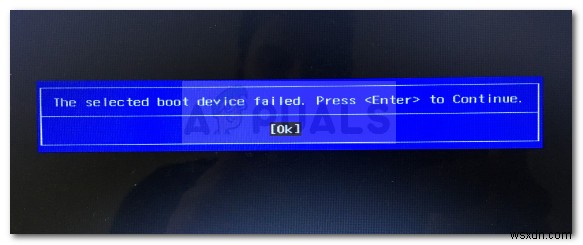ঠিক করুন:নির্বাচিত বুট ডিভাইস উইন্ডোজ 10 ব্যর্থ হয়েছে 