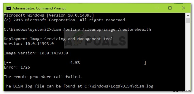 ঠিক করুন:DISM ত্রুটি 1726  দূরবর্তী পদ্ধতি কল ব্যর্থ হয়েছে  