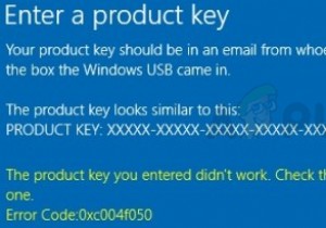 ঠিক করুন:উইন্ডোজ অ্যাক্টিভেশন ত্রুটি কোড 0xc004f050 