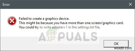 ঠিক করুন:একটি গ্রাফিক্স ডিভাইস তৈরি করতে ব্যর্থ হয়েছে 