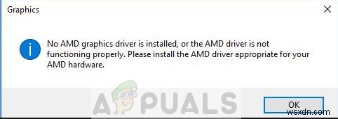 সমাধান:কোন AMD গ্রাফিক্স ড্রাইভার ইনস্টল করা নেই