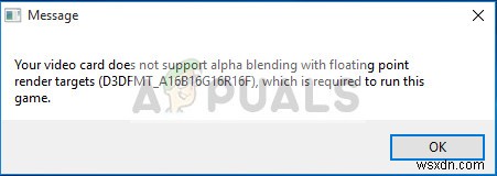 ঠিক করুন:আপনার ভিডিও কার্ড আলফা মিশ্রন সমর্থন করে না 