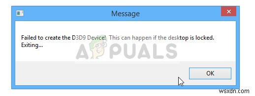 ঠিক করুন:d3d9 ডিভাইস তৈরি করতে ব্যর্থ হয়েছে 