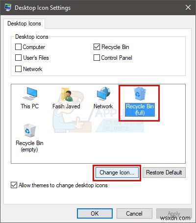 কিভাবে রিসাইকেল বিন আইকন পরিবর্তন করবেন 