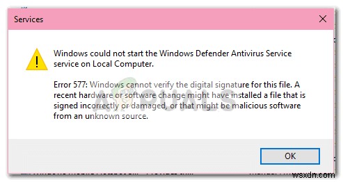 স্থির করুন:Windows Defender Error 577
