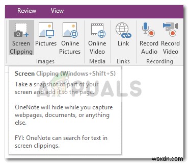 কিভাবে Windows 10 এ OneNote স্ক্রীন ক্লিপিং শর্টকাট পরিবর্তন করবেন 