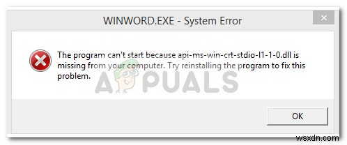 স্থির করুন:api-ms-win-crt-stdio-l1-1-0.dll অনুপস্থিত