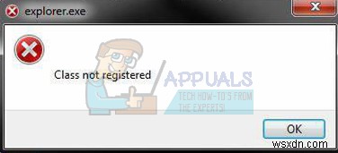 ঠিক করুন:Explorer.exe এরর ক্লাস রেজিস্টার করা হয়নি 