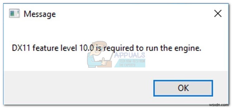 ফিক্স:ইঞ্জিন চালানোর জন্য DX11 ফিচার লেভেল 10.0 প্রয়োজন 