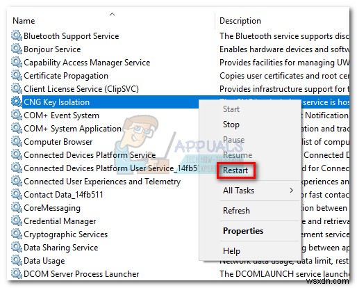 কি:সিএনজি কী আইসোলেশন (lsass.exe) 