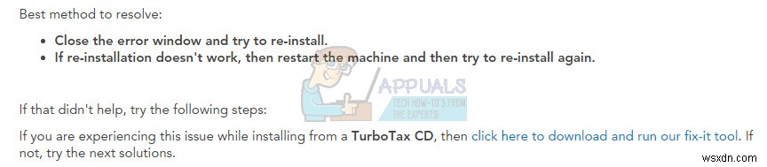 ঠিক করুন:TurboTax ত্রুটি কোড 65535  অপ্রত্যাশিত ত্রুটি  