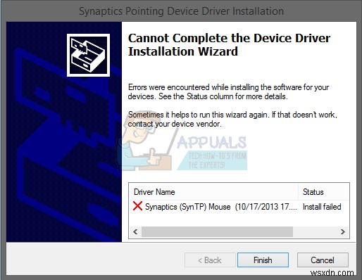 ঠিক করুন:উইন্ডোজ 10 এ সিনাপটিক্স টাচপ্যাড ড্রাইভার ইনস্টল করতে পারবেন না 