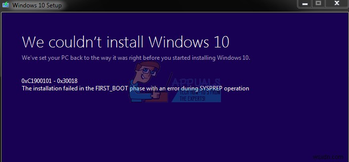 স্থির করুন:Windows 10 আপডেট ত্রুটি ‘0xc1900101-0x30018’
