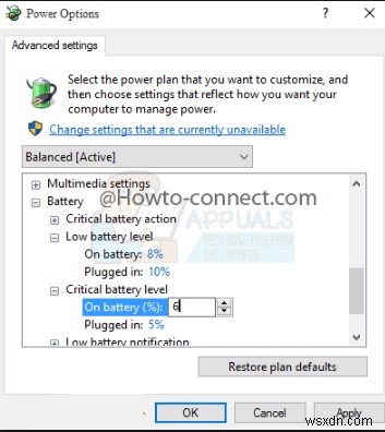 উইন্ডোজ 10-এ ক্রিটিক্যাল ব্যাটারি শতাংশের স্তর কীভাবে পরিবর্তন করবেন 