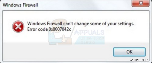 ফিক্স:উইন্ডোজ ফায়ারওয়াল ত্রুটি 0x8007042c