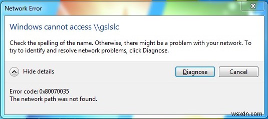 ঠিক করুন:ত্রুটি 0x80070035  নেটওয়ার্ক পাথ পাওয়া যায়নি  