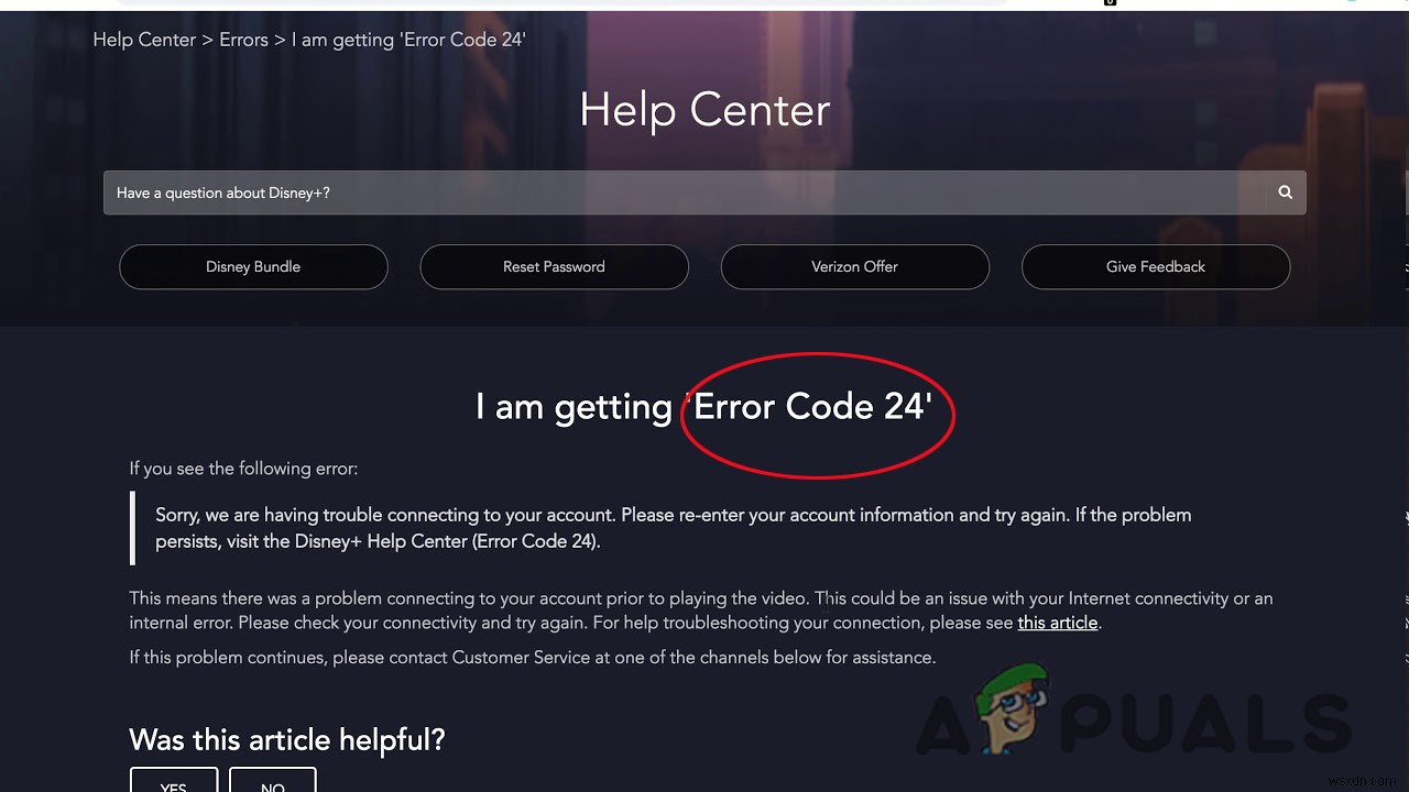 ডিজনি প্লাস ত্রুটি কোড 24?