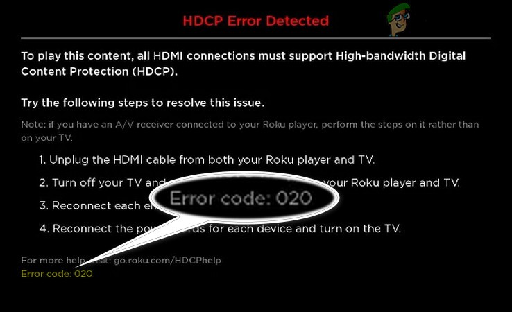 Roku HDCP ত্রুটি সনাক্ত করা ত্রুটি কোড কি:020 এবং কিভাবে এটি ঠিক করবেন? 