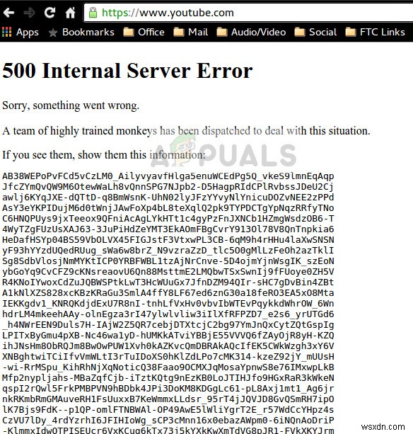 ঠিক করুন:YouTube 500 অভ্যন্তরীণ সার্ভার ত্রুটি 