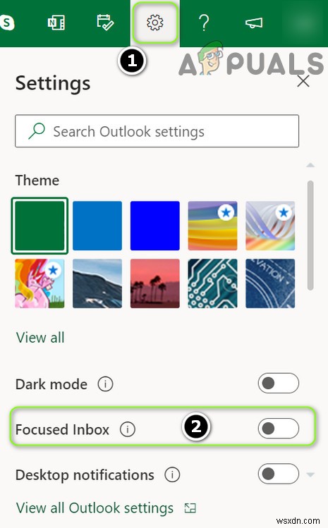 আউটলুক (WEB) এ ফোকাসড ইনবক্স সক্ষম বা নিষ্ক্রিয় করুন 