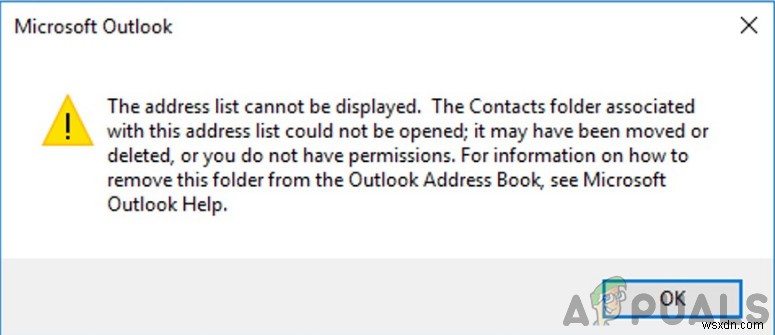 ঠিকানার তালিকা আউটলুকে প্রদর্শন করা যাবে না (ফিক্স) 
