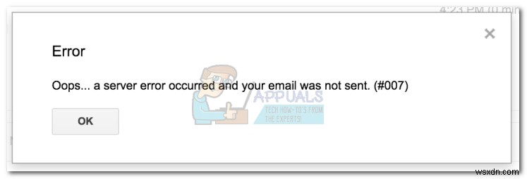 সমাধান:ওহো... একটি সার্ভার ত্রুটি ঘটেছে এবং আপনার ইমেল পাঠানো হয়নি৷ (#007)