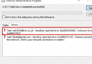ঠিক করুন:আউটলুক অজানা ত্রুটি 0x800cce05 