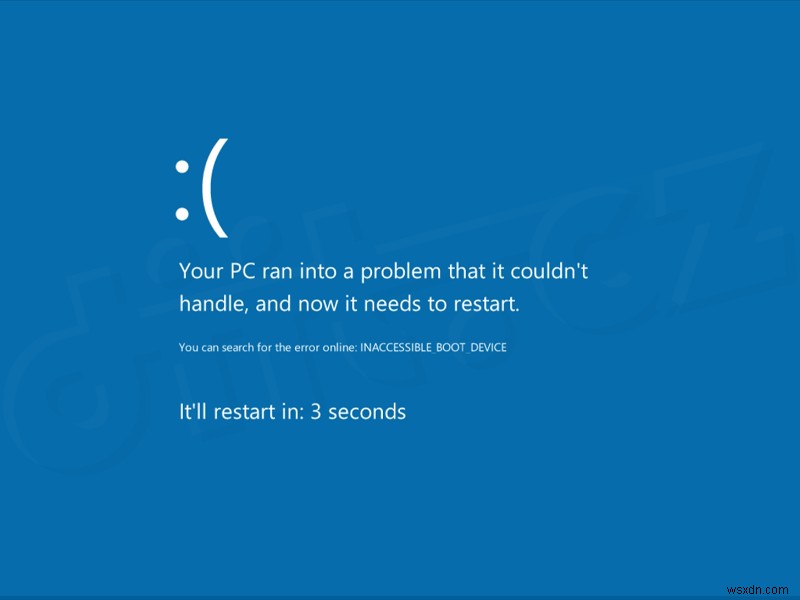 ঠিক করুন:Windows 7, 8 বা 10-এ INACCESSIBLE_BOOT_DEVICE নীল স্ক্রীন 