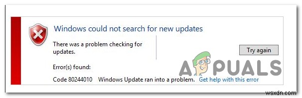 ঠিক করুন:উইন্ডোজ আপডেট ত্রুটি কোড 80244010 