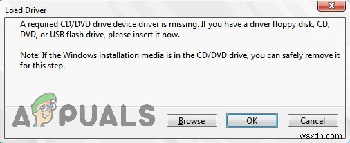 ঠিক করুন:একটি USB থেকে উইন্ডোজ 7 ইনস্টল করার সময়  একটি প্রয়োজনীয় CD/DVD ড্রাইভ ডিভাইস ড্রাইভার অনুপস্থিত  ত্রুটি বার্তা 