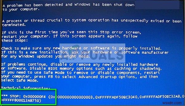 ঠিক করুন:0x000000F4 নীল স্ক্রীন স্টপ ত্রুটি 