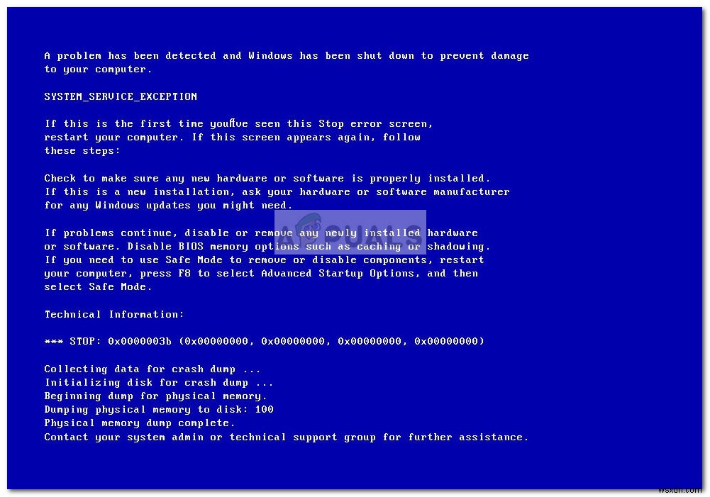 ঠিক করুন:0x0000003b স্টপ এরর কোড সহ BSOD 