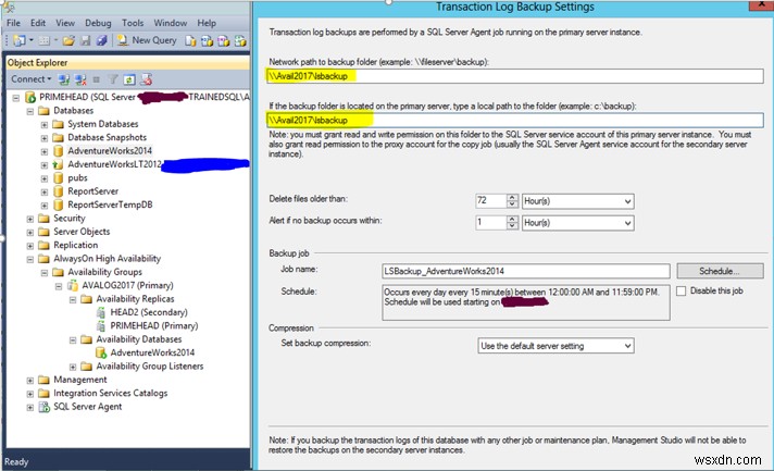 বিদ্যমান AlwaysOn ডাটাবেসে Microsoft SQL সার্ভার লগ শিপিং 