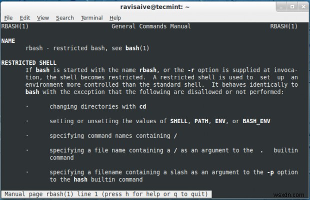 rbash - একটি সীমাবদ্ধ ব্যাশ শেল ব্যবহারিক উদাহরণ সহ ব্যাখ্যা করা হয়েছে 