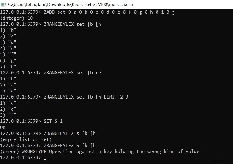 Redis ZRANGEBYLEX - কিভাবে asc মান পরিসর অনুসারে সাজানো উপাদানগুলি পেতে হয় 