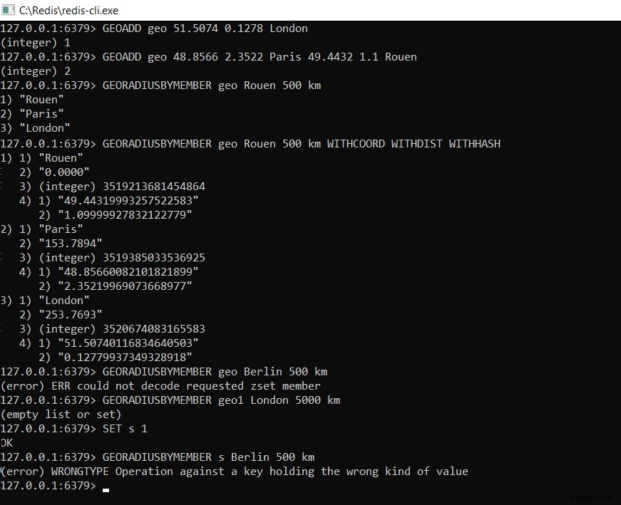 উদাহরণ সহ Redis GEORADIUSBYMEMBER কমান্ড - Redis টিউটোরিয়াল 