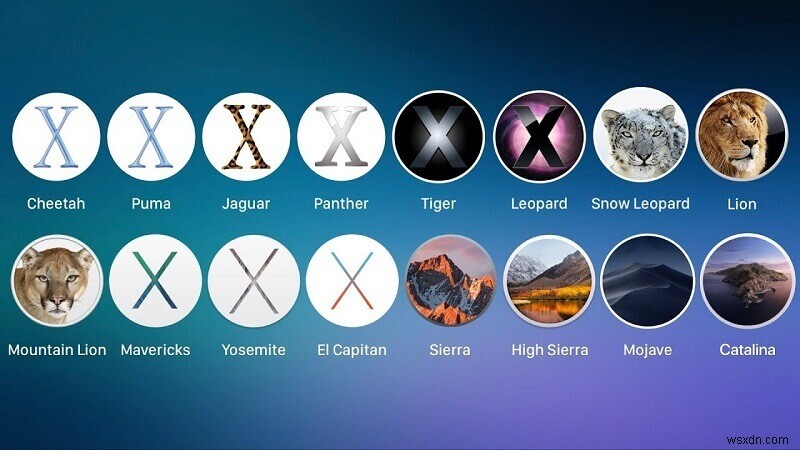 Mac OS X এবং macOS সংস্করণগুলির একটি বিস্তৃত তালিকা৷ 