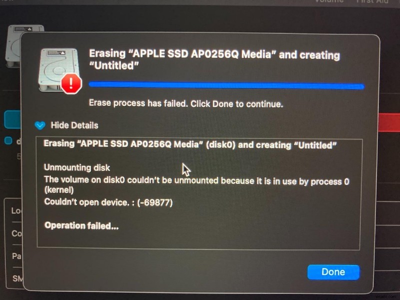 [স্থির] Mac/USB/SD কার্ড মুছে ফেলার সময় Mac-এ ডিভাইস 69877 খুলতে পারেনি