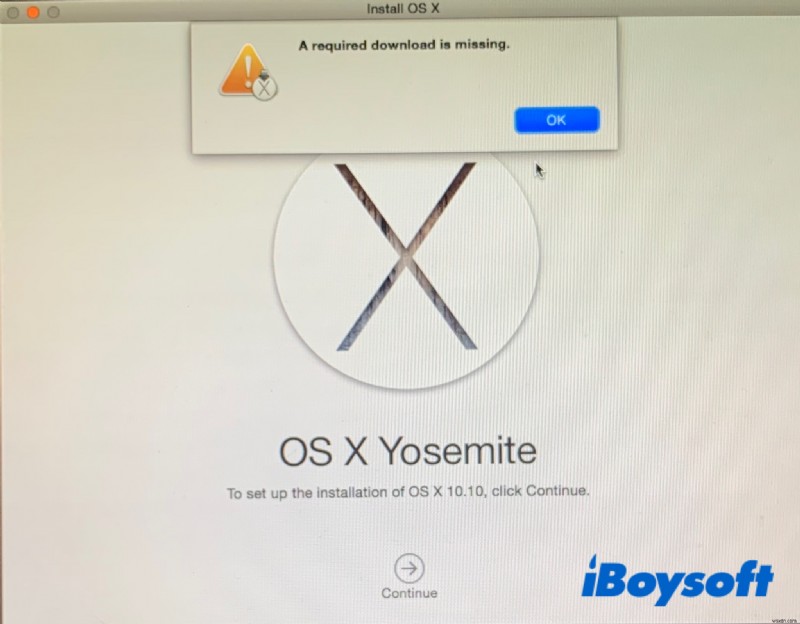 [সমাধান] Mac OS X পুনরায় ইনস্টল করার সময় একটি প্রয়োজনীয় ডাউনলোড অনুপস্থিত