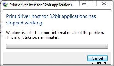 “32 বিট অ্যাপ্লিকেশনের জন্য প্রিন্ট ড্রাইভার হোস্ট কাজ করা বন্ধ করে দিয়েছে” উইন্ডোজ 7-এ ত্রুটির সমাধান