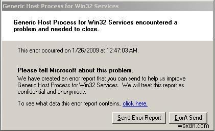 Win32 পরিষেবার ত্রুটির জন্য জেনেরিক হোস্ট প্রক্রিয়ার জন্য সংশোধন করুন 