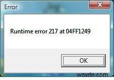 কিভাবে রানটাইম ত্রুটি 217 ঠিক করবেন