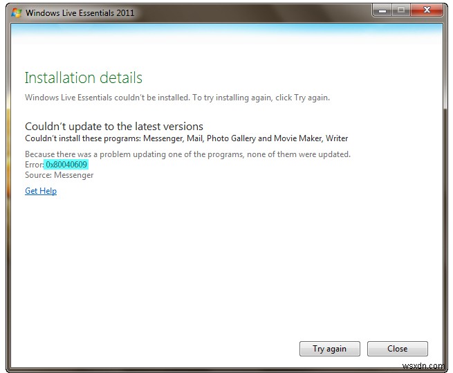 0X80040609 ত্রুটি মেরামত করার পদক্ষেপ – Windows Live Essentials