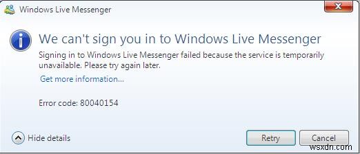 Windows Live Messenger 80040154 ত্রুটি কিভাবে ঠিক করবেন