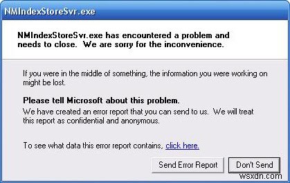 Nmindexstoresvr.exe ত্রুটি মেরামত টিউটোরিয়াল