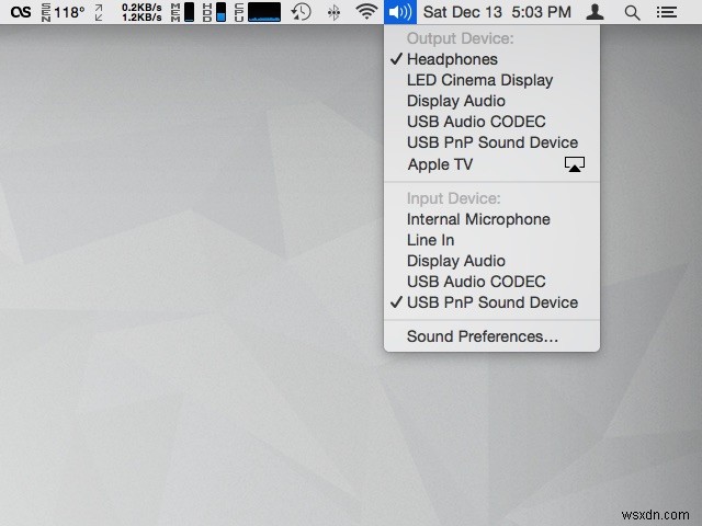 OS X টিপসের 31 দিন:মেনুবারের মাধ্যমে অডিও ইনপুট/আউটপুট পরিবর্তন করুন 