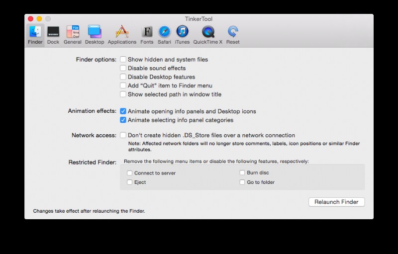 31 দিনের OS X টিপস:Tinkertool দিয়ে লুকানো OS X সেটিংসে যান 