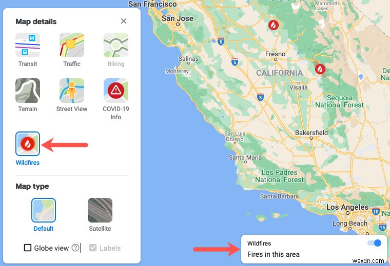 Google ম্যাপ ওয়াইল্ডফায়ার ট্র্যাকিং কীভাবে ব্যবহার করবেন
