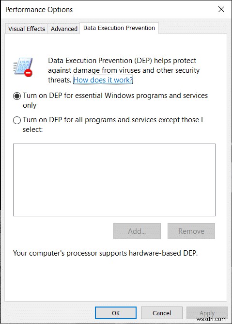 উইন্ডোজ 10 এ কীভাবে ডিইপি (ডেটা এক্সিকিউশন প্রিভেনশন) অক্ষম করবেন 