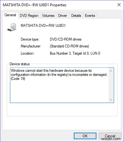 ফিক্স উইন্ডোজ এই হার্ডওয়্যার ডিভাইসটি শুরু করতে পারে না কারণ এর কনফিগারেশন তথ্য অসম্পূর্ণ বা ক্ষতিগ্রস্ত (কোড 19) 